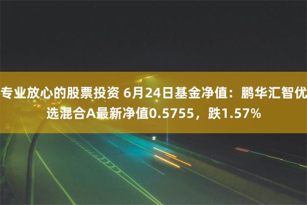 专业放心的股票投资 6月24日基金净值：鹏华汇智优选混合A最新净值0.5755，跌1.57%