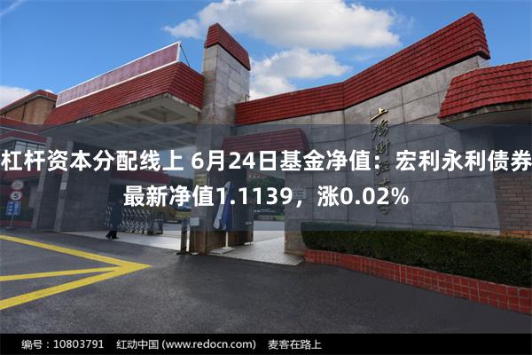 杠杆资本分配线上 6月24日基金净值：宏利永利债券最新净值1.1139，涨0.02%