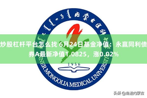 炒股杠杆平台怎么找 6月24日基金净值：永赢同利债券A最新净值1.0825，涨0.02%