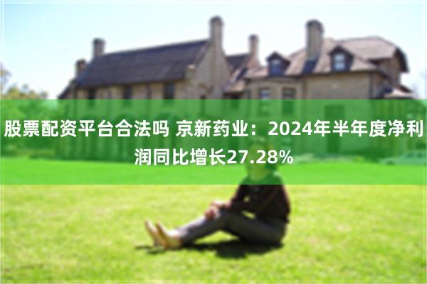 股票配资平台合法吗 京新药业：2024年半年度净利润同比增长27.28%