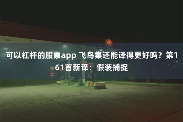 可以杠杆的股票app 飞鸟集还能译得更好吗？第161首新译：假装捕捉