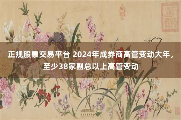 正规股票交易平台 2024年成券商高管变动大年，至少38家副总以上高管变动