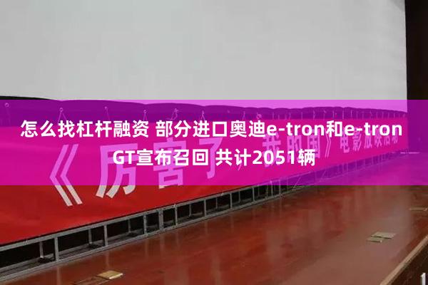 怎么找杠杆融资 部分进口奥迪e-tron和e-tron GT宣布召回 共计2051辆